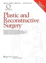 Plastic and Reconstructive Surgery journal cover with red text on white background