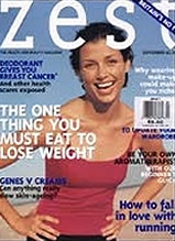Zest magazine cover featuring woman in red off-shoulder top with weight loss and health headlines