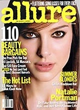Allure magazine cover featuring beauty bargains and summer trends with Natalie Portman