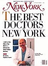 New York Magazine Best Doctors cover featuring physician in white coat with stethoscope