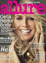 Allure magazine cover featuring Heidi Klum with blonde wavy hair and bright smile