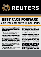 Reuters article about chin implants surge in popularity with Best Face Forward headline and news text