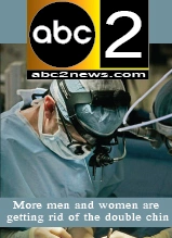 Double chin reduction procedure with ABC2 News logo showing medical treatment demonstration