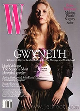 Gwyneth Paltrow on W Magazine cover in black blazer and white top showing midriff