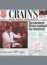 Crain's New York Business magazine cover featuring turnaround firms story and Make over NY style headline